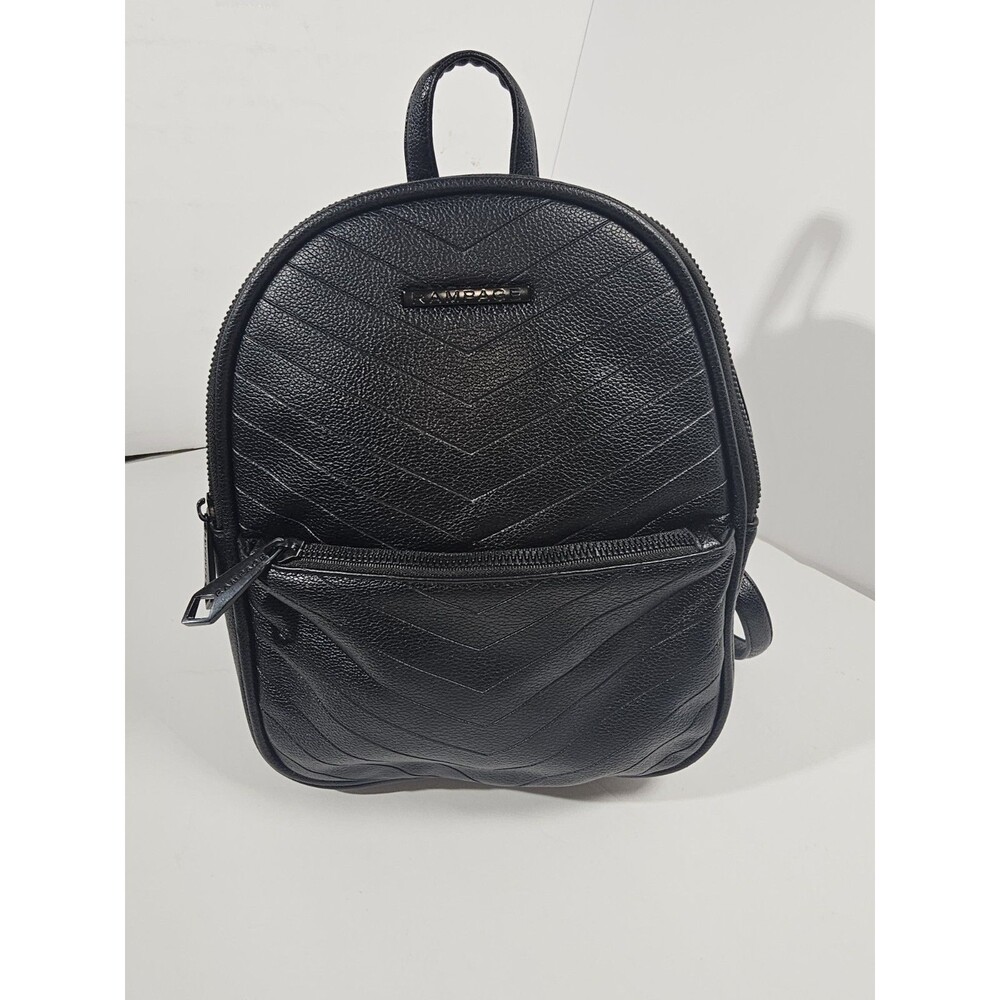 Rampage Backpack Purse Black Vegan Leather Zipper Accent Adjustable Straps Bag
